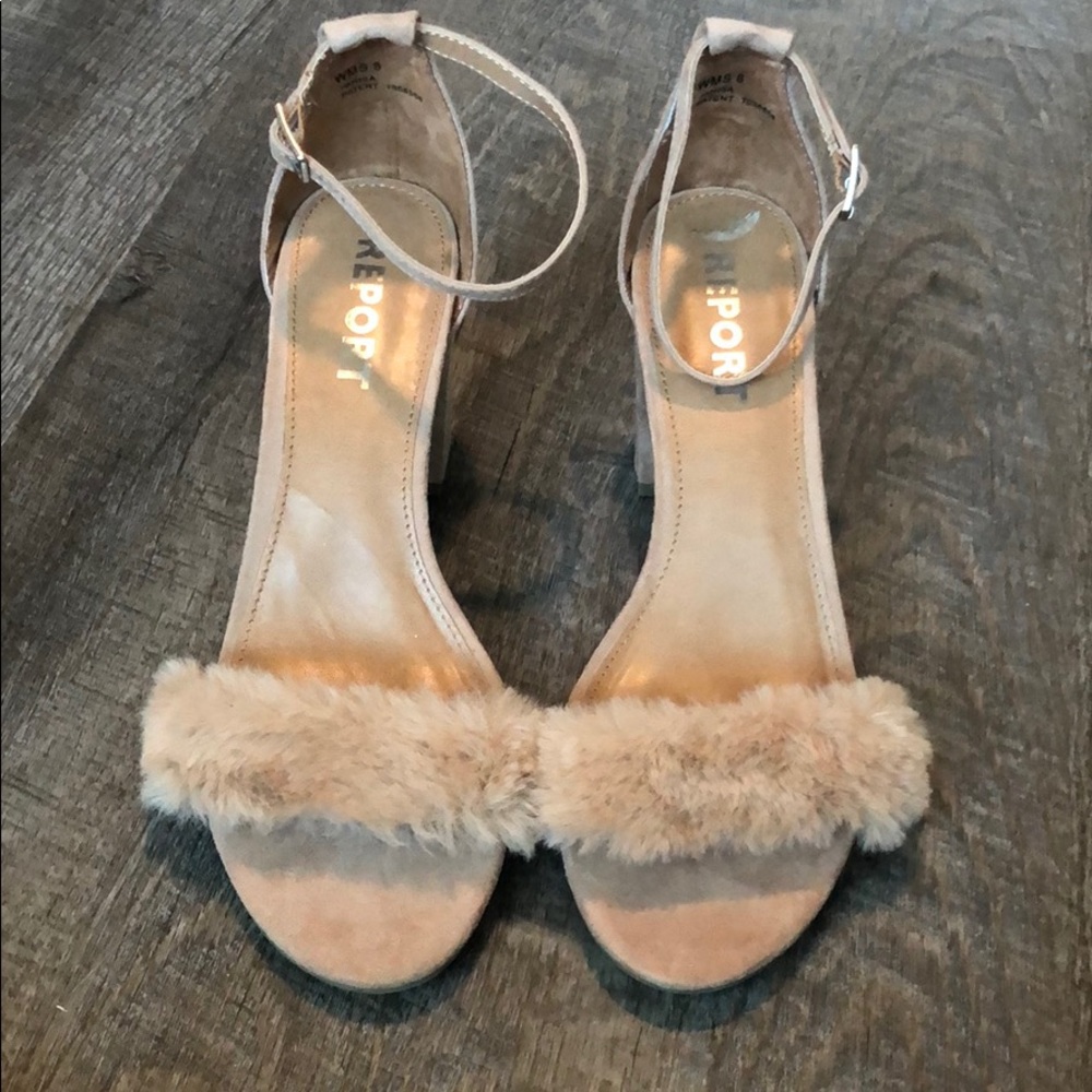 Size 8 fluffy heels worn once